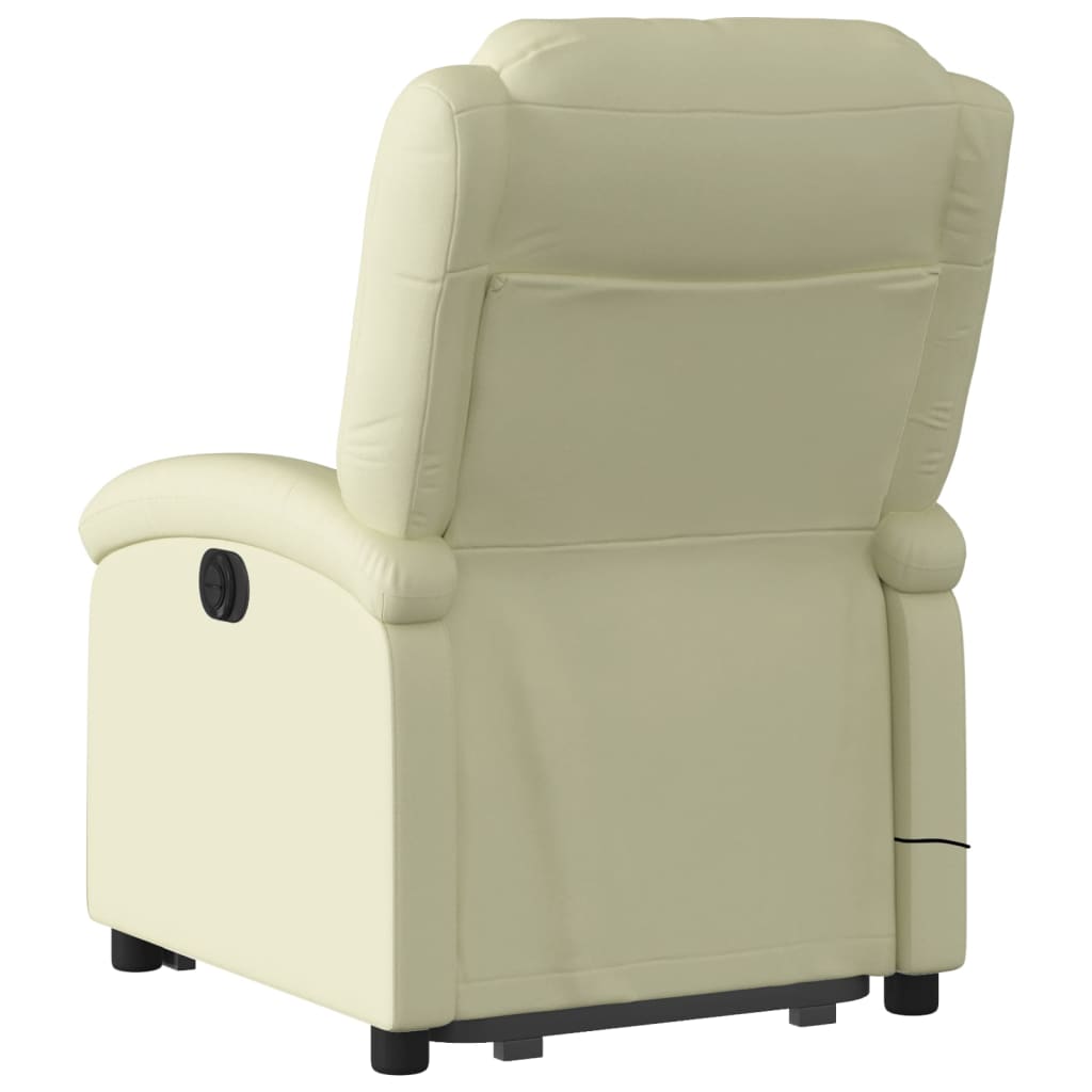 Fauteuil inclinable de massage électrique crème cuir véritable - XIOS