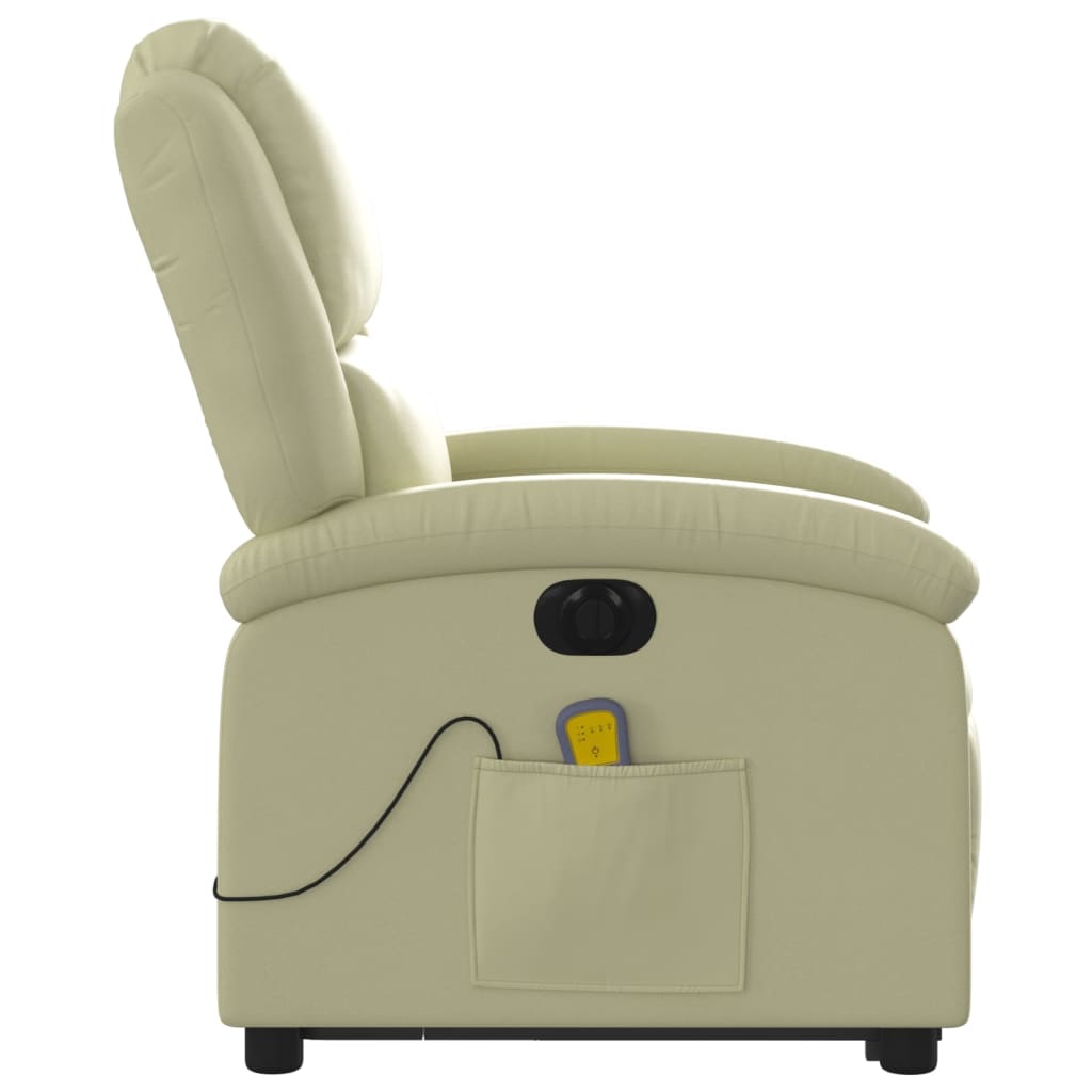 Fauteuil inclinable de massage électrique crème cuir véritable - XIOS