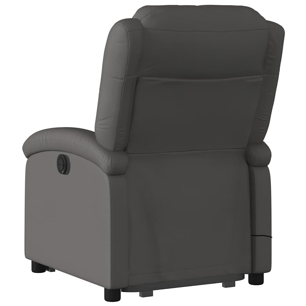 Fauteuil inclinable de massage électrique gris cuir véritable - XIOS