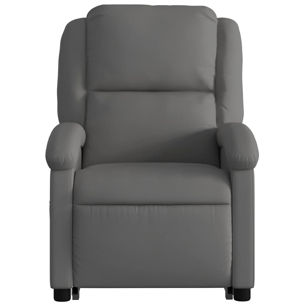 Fauteuil inclinable de massage électrique gris cuir véritable - XIOS