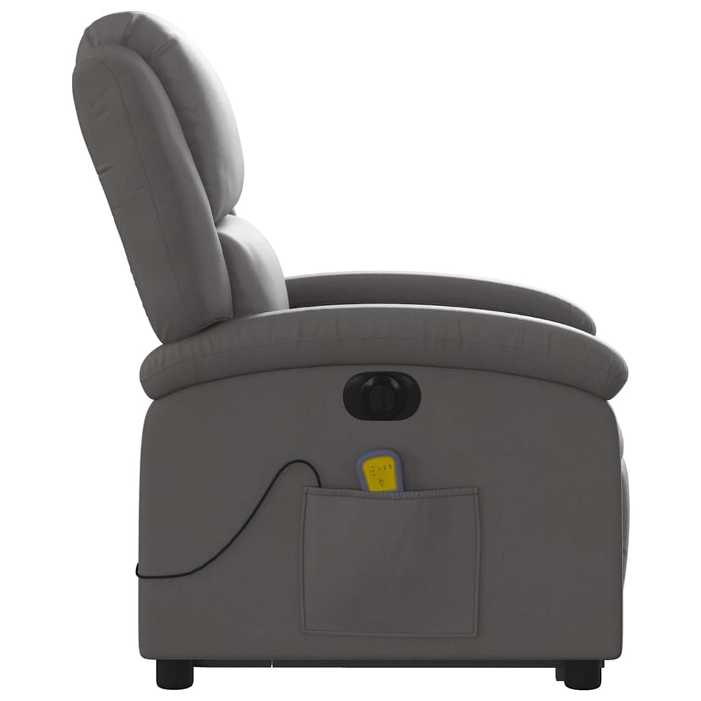 Fauteuil inclinable de massage électrique gris cuir véritable - XIOS