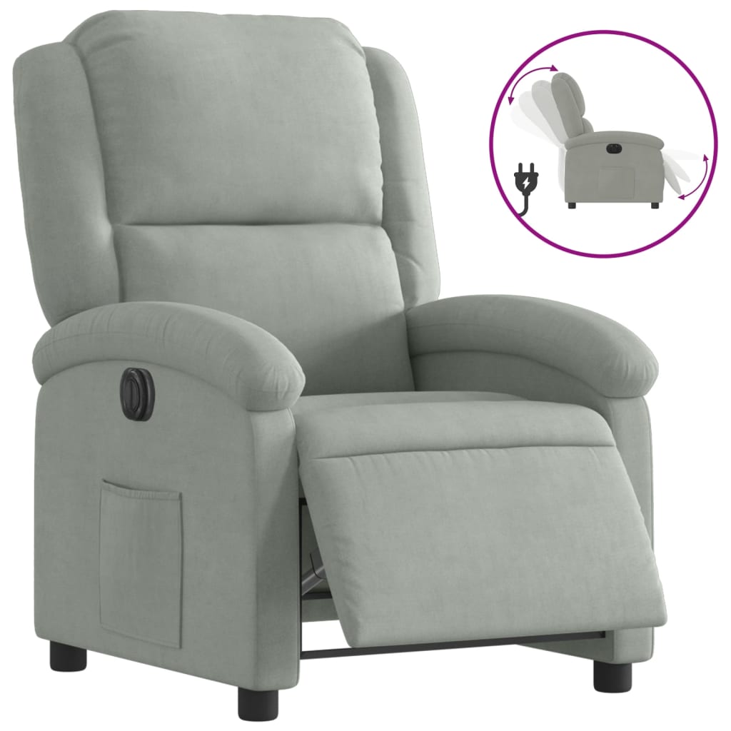 Fauteuil inclinable électrique gris clair velours - XIOS