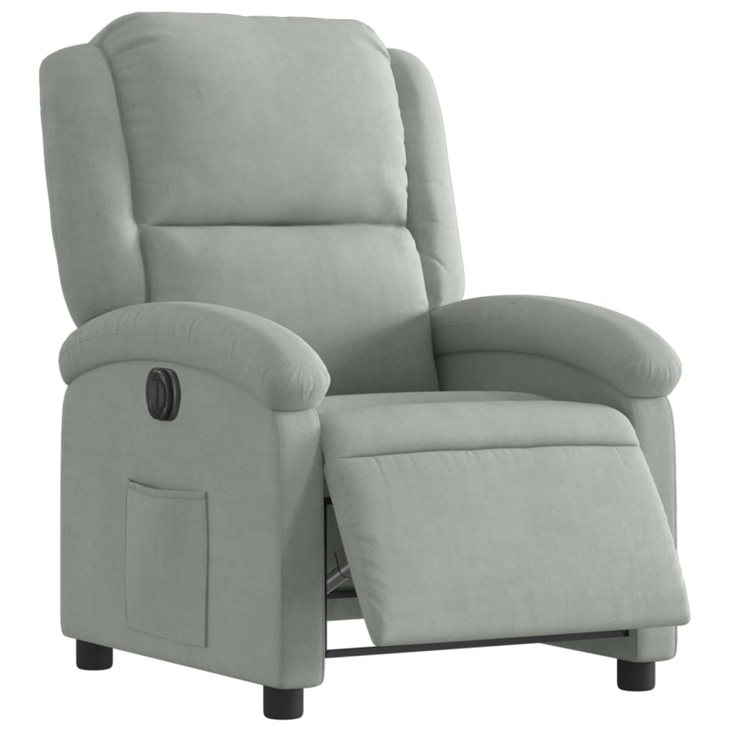 Fauteuil inclinable électrique gris clair velours - XIOS
