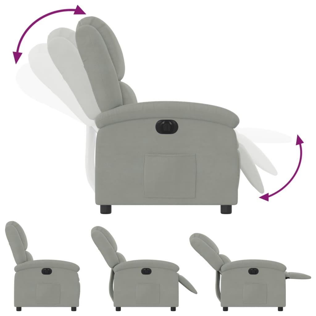 Fauteuil inclinable électrique gris clair velours - XIOS