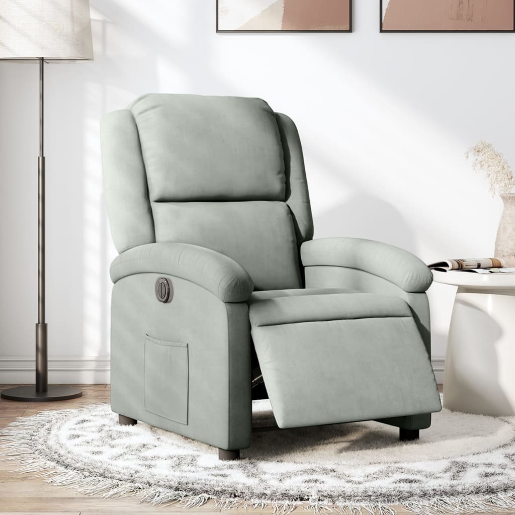 Fauteuil inclinable électrique gris clair velours - XIOS