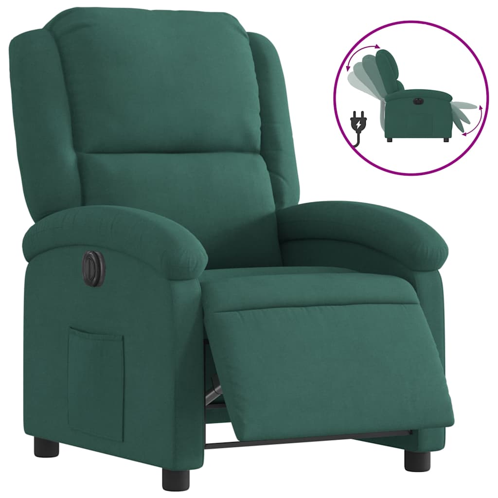 Fauteuil inclinable électrique vert foncé velours - XIOS