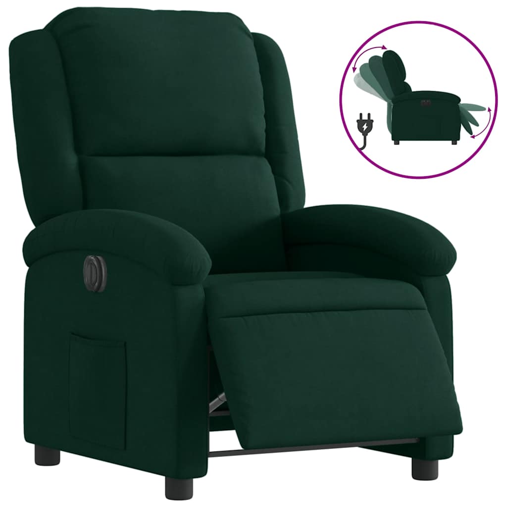 Fauteuil inclinable électrique vert foncé velours - XIOS