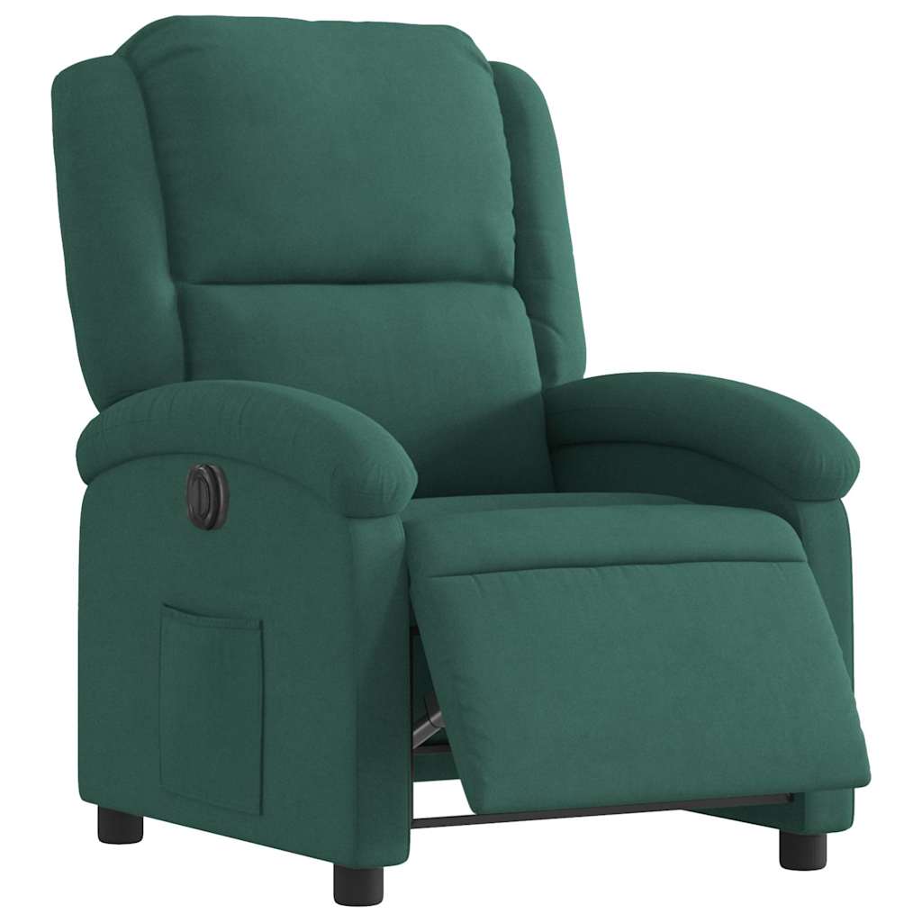 Fauteuil inclinable électrique vert foncé velours - XIOS