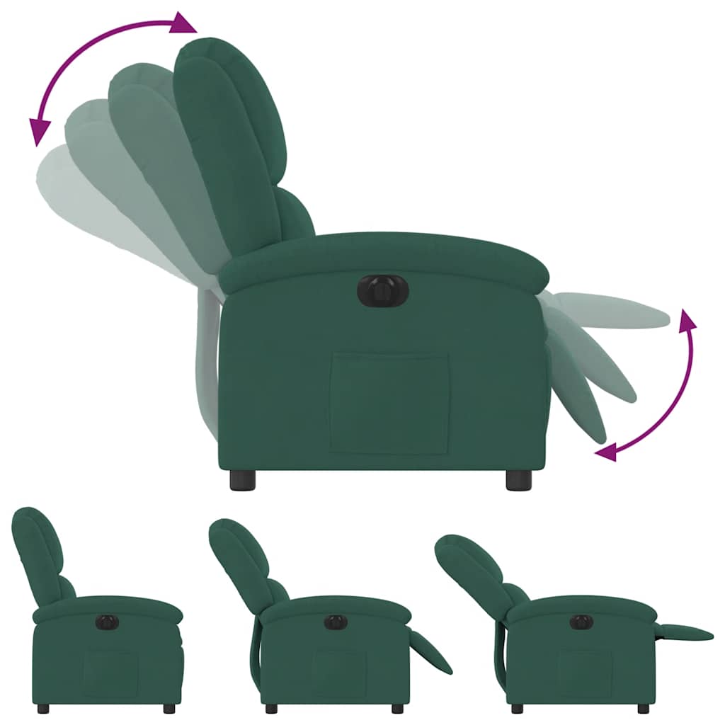 Fauteuil inclinable électrique vert foncé velours - XIOS