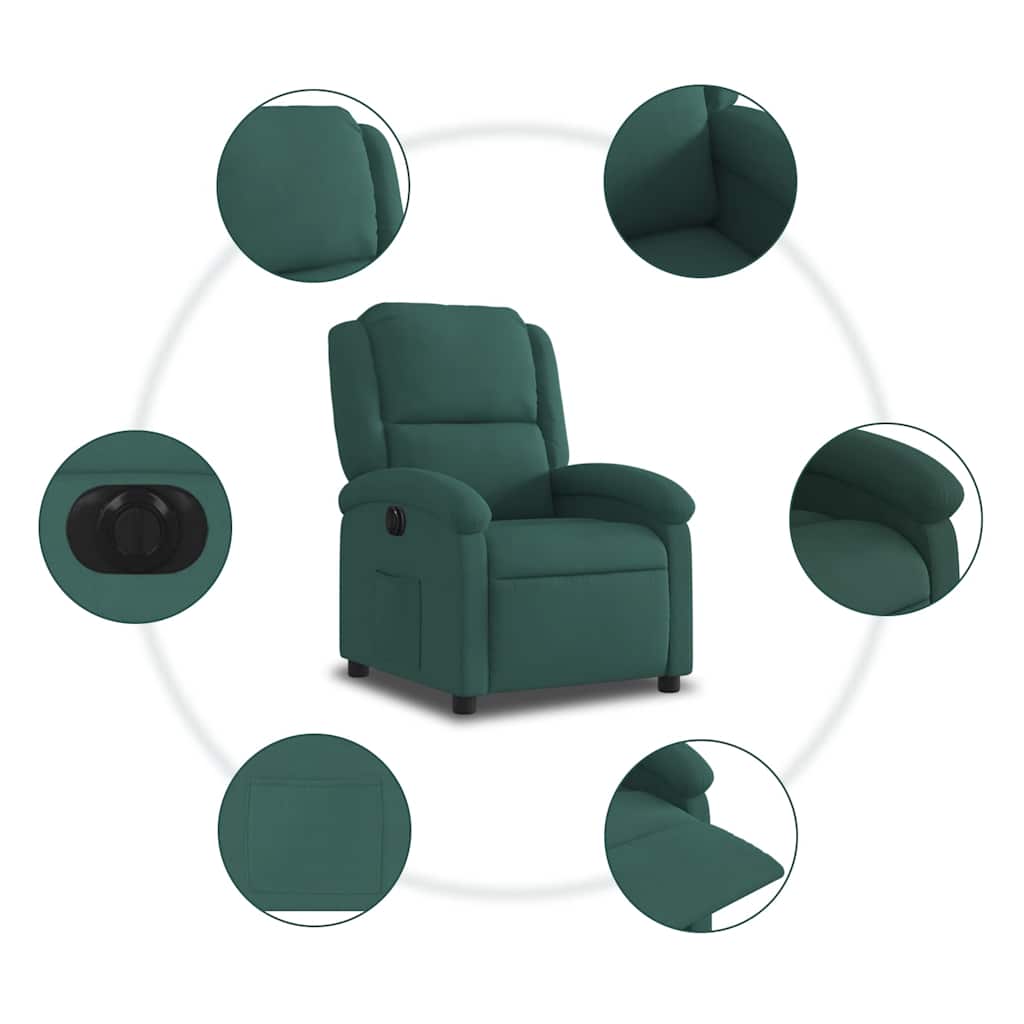 Fauteuil inclinable électrique vert foncé velours - XIOS