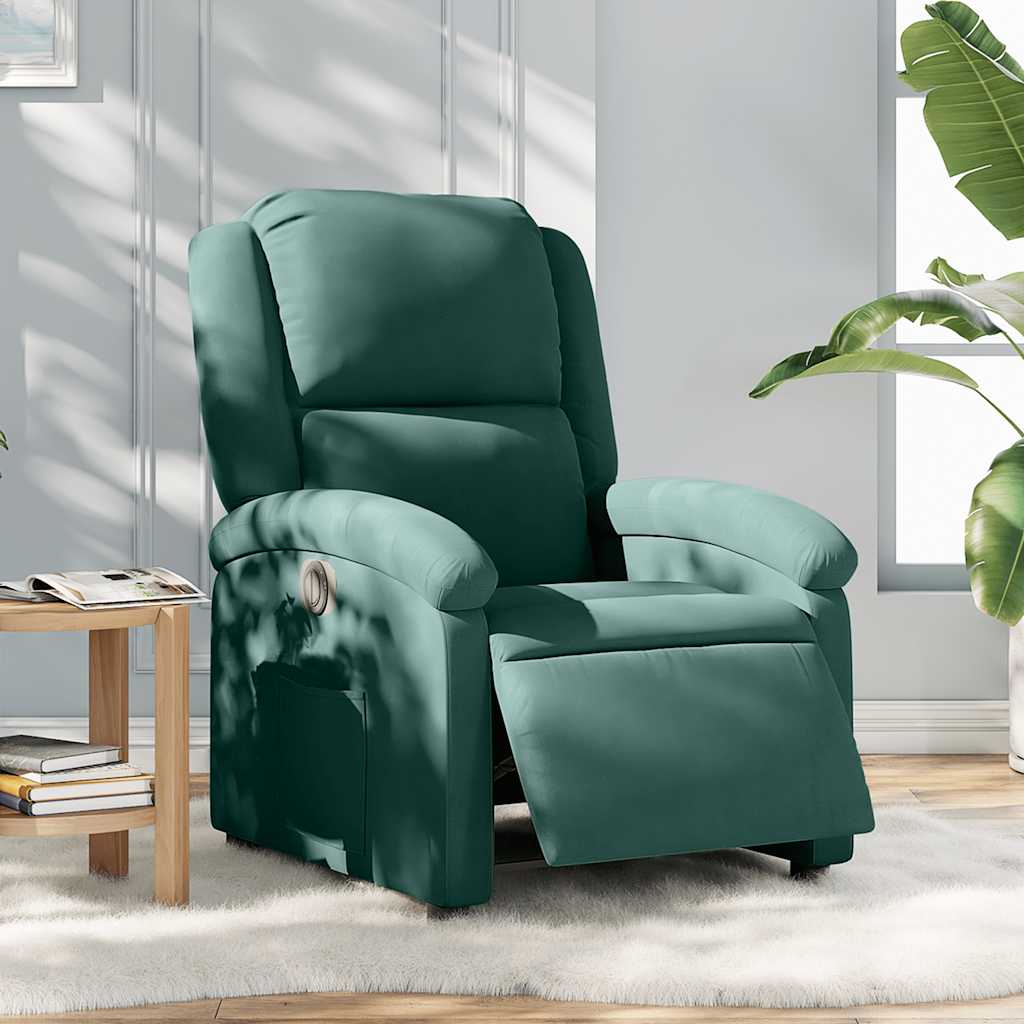 Fauteuil inclinable électrique vert foncé velours - XIOS