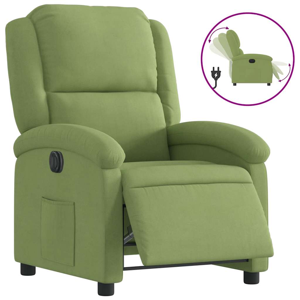 Fauteuil inclinable électrique vert clair velours - XIOS