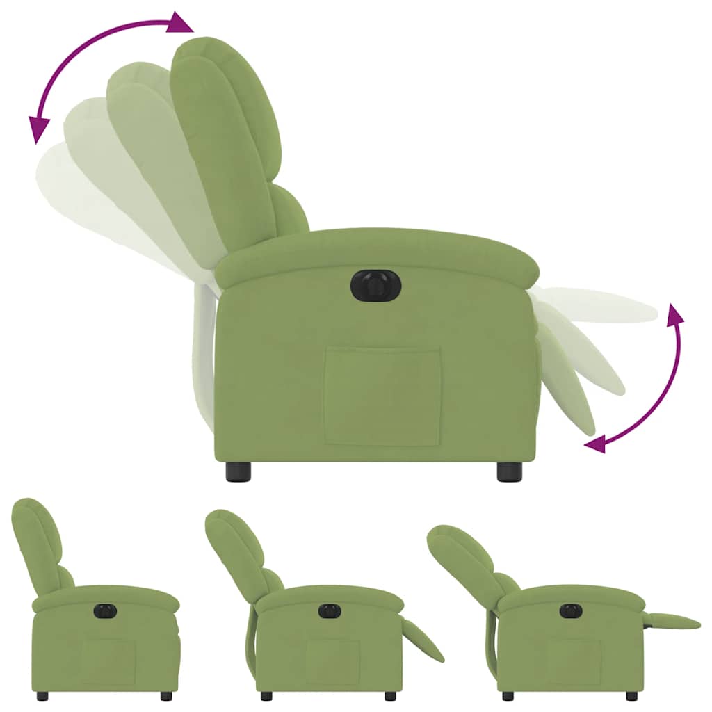 Fauteuil inclinable électrique vert clair velours - XIOS