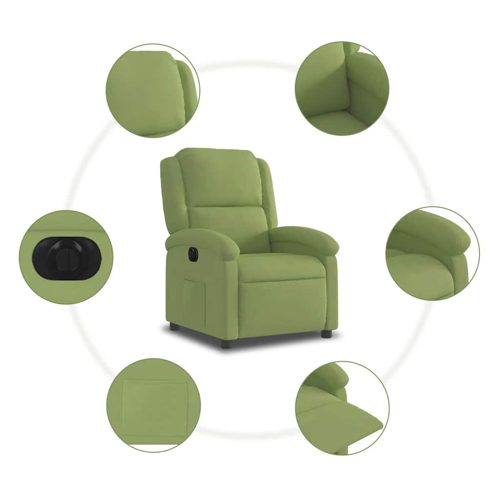 Fauteuil inclinable électrique vert clair velours - XIOS