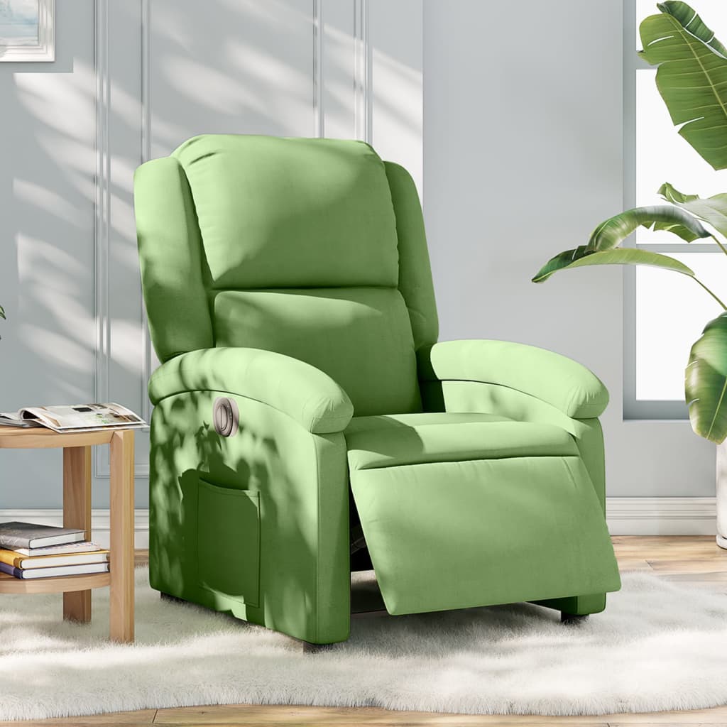 Fauteuil inclinable électrique vert clair velours - XIOS