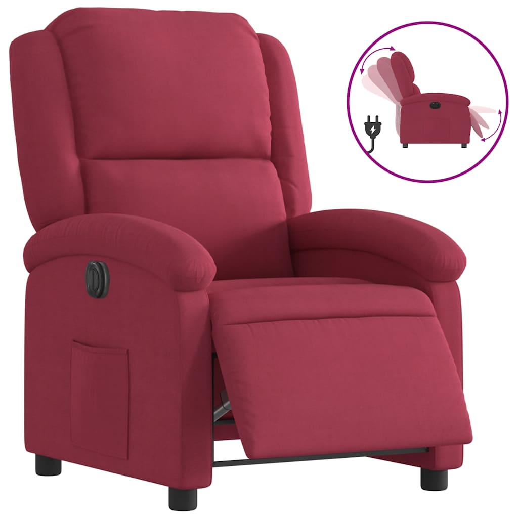 Fauteuil inclinable électrique rouge bordeaux velours - XIOS
