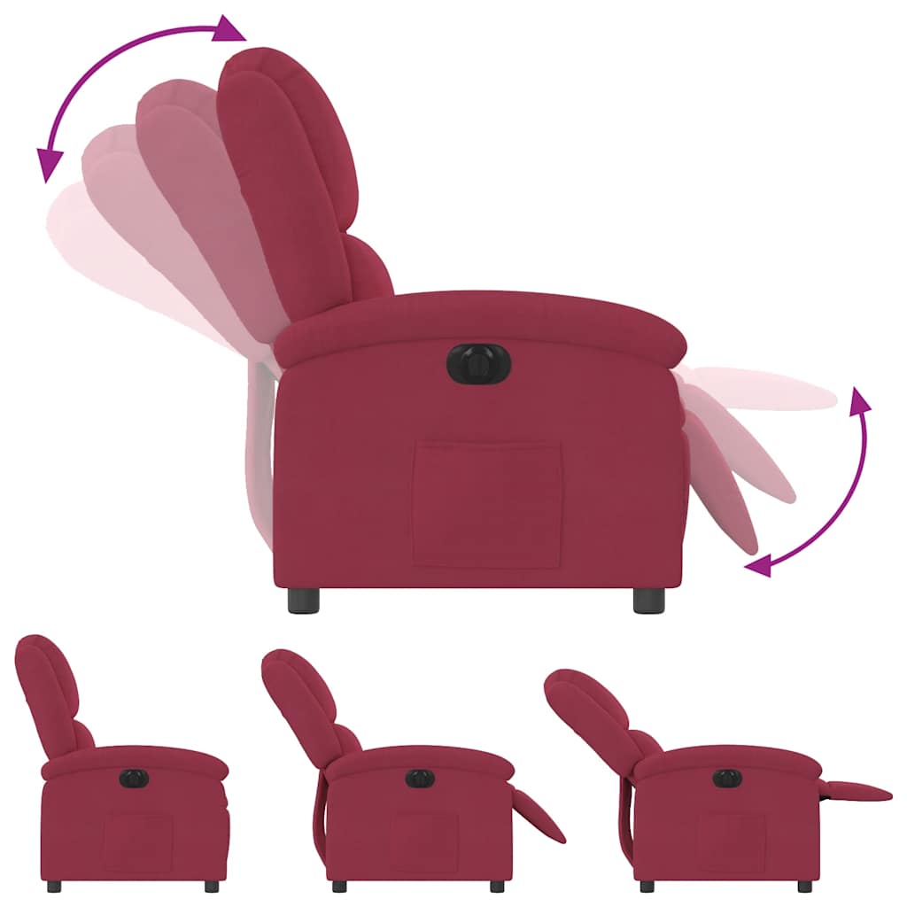 Fauteuil inclinable électrique rouge bordeaux velours - XIOS
