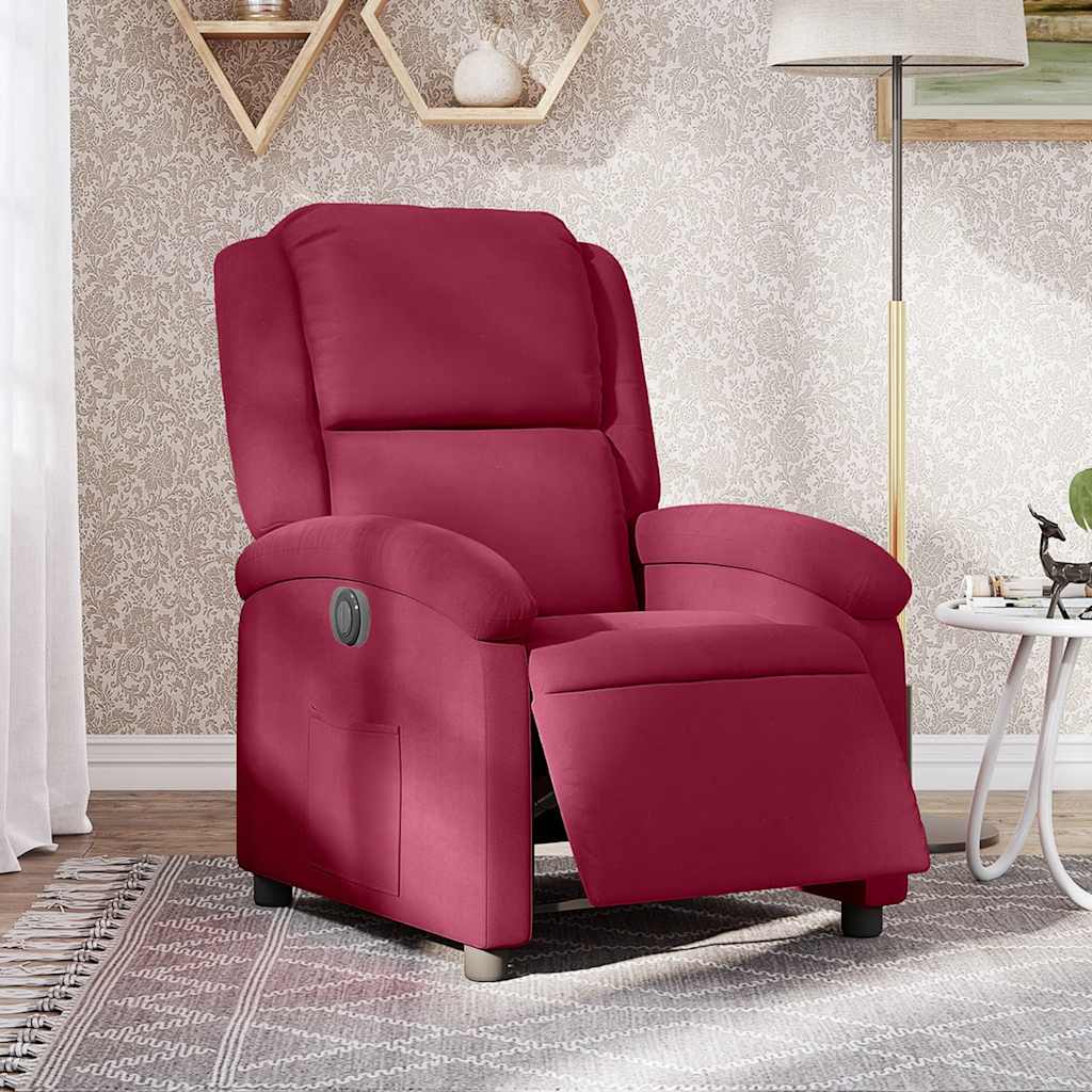 Fauteuil inclinable électrique rouge bordeaux velours - XIOS