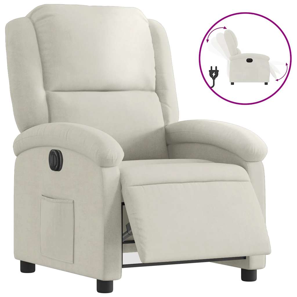 Fauteuil inclinable électrique Crème Velours - XIOS