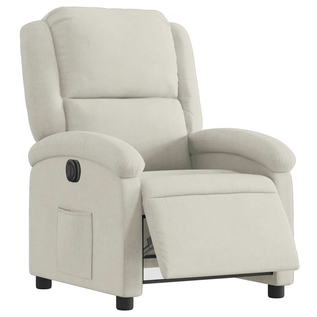 Fauteuil inclinable électrique Crème Velours - XIOS