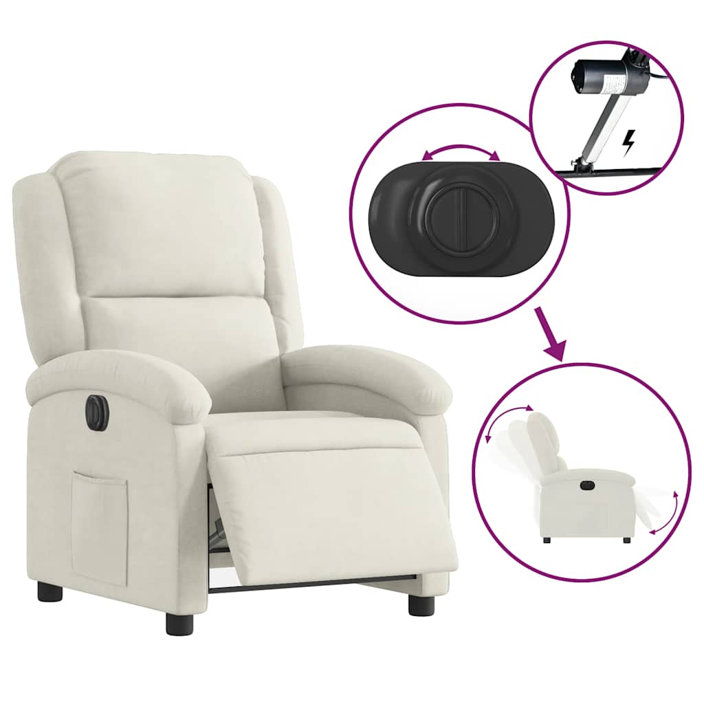 Fauteuil inclinable électrique Crème Velours - XIOS