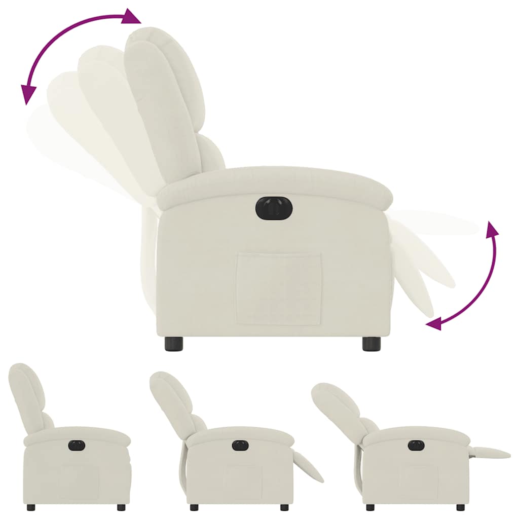 Fauteuil inclinable électrique Crème Velours - XIOS