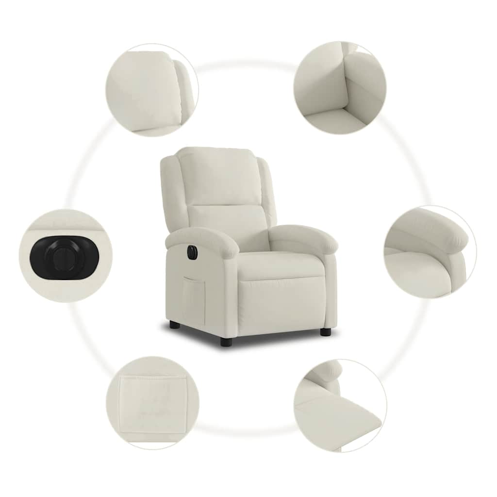 Fauteuil inclinable électrique Crème Velours - XIOS