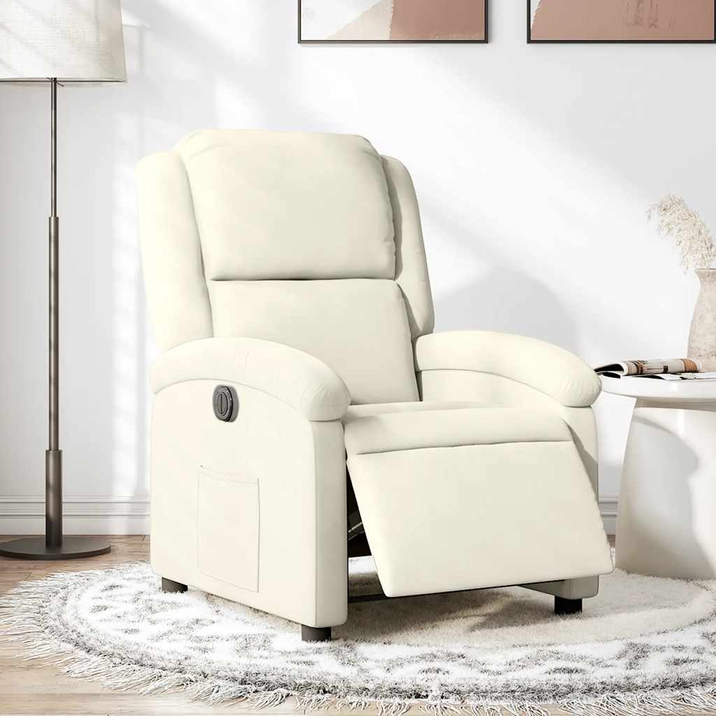 Fauteuil inclinable électrique Crème Velours - XIOS