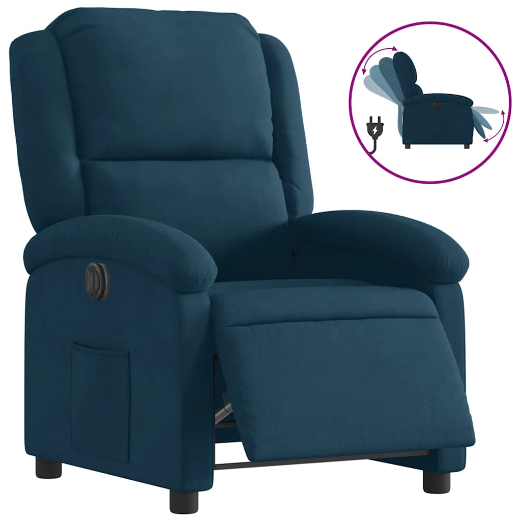 Fauteuil inclinable électrique bleu velours - XIOS