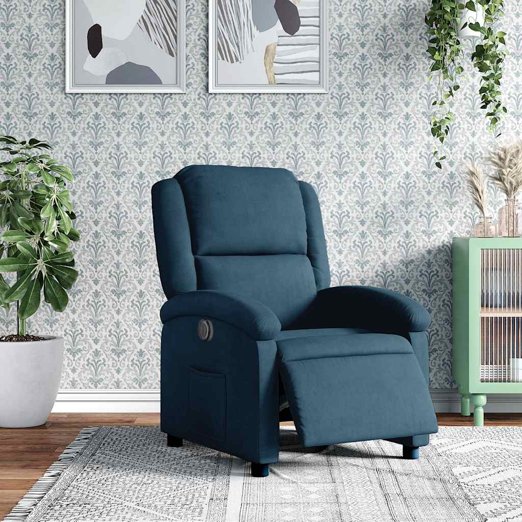 Fauteuil inclinable électrique bleu velours - XIOS