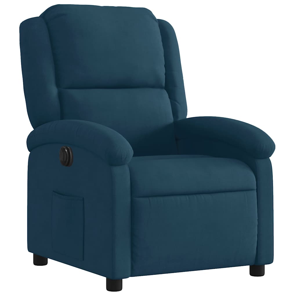 Fauteuil inclinable électrique bleu velours - XIOS