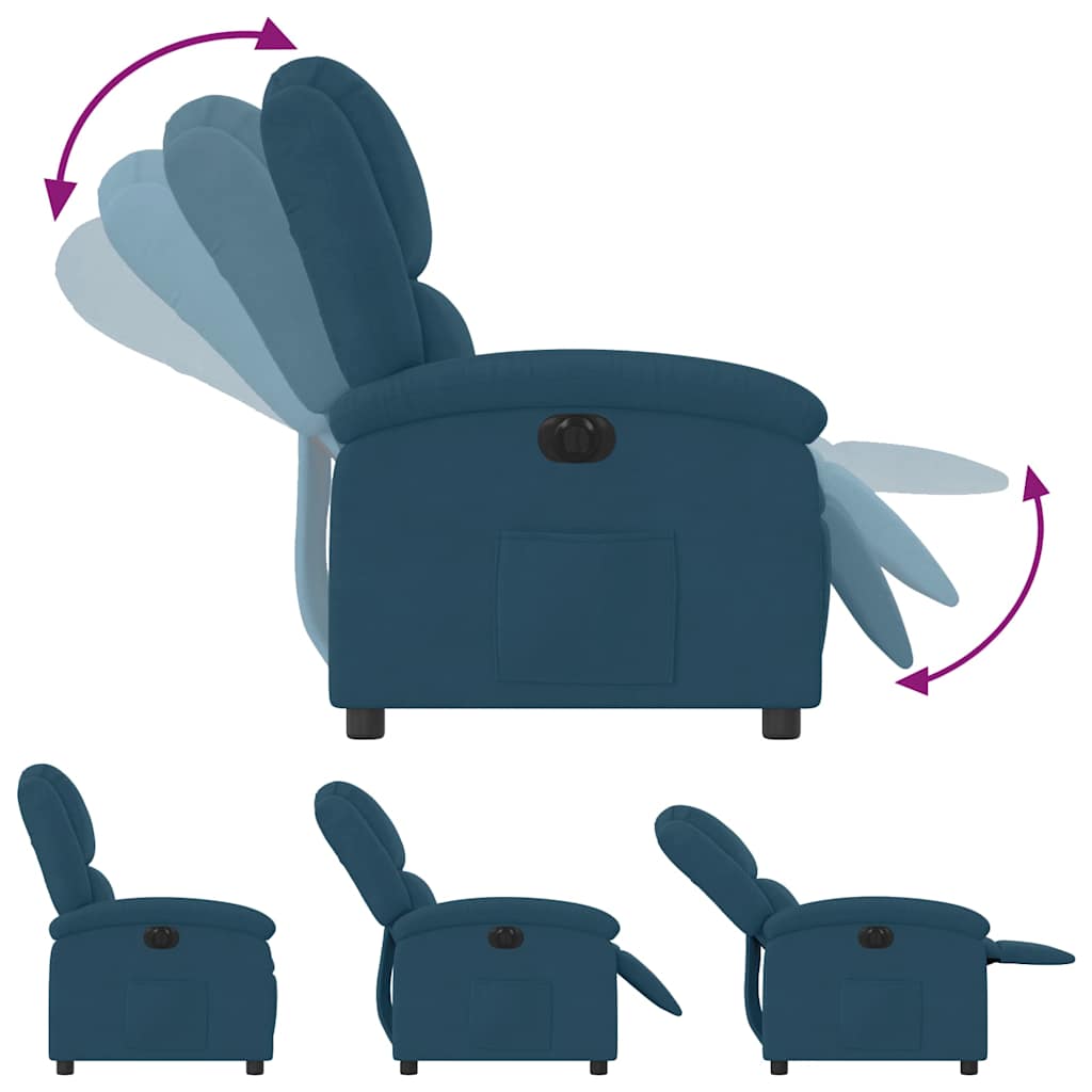 Fauteuil inclinable électrique bleu velours - XIOS