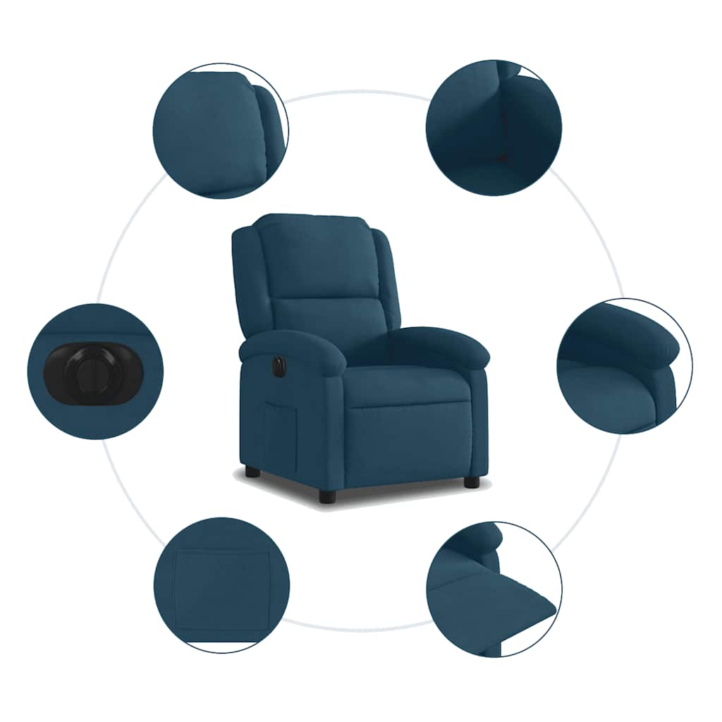 Fauteuil inclinable électrique bleu velours - XIOS
