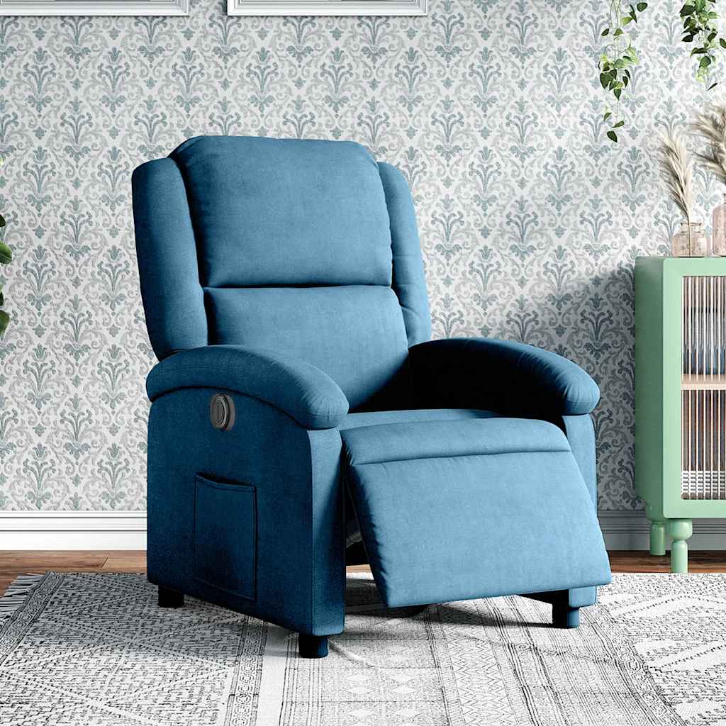 Fauteuil inclinable électrique bleu velours - XIOS