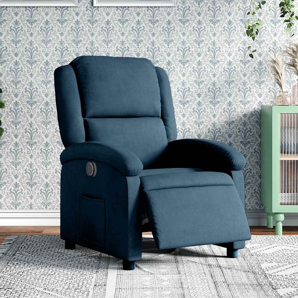 Fauteuil inclinable électrique bleu velours - XIOS
