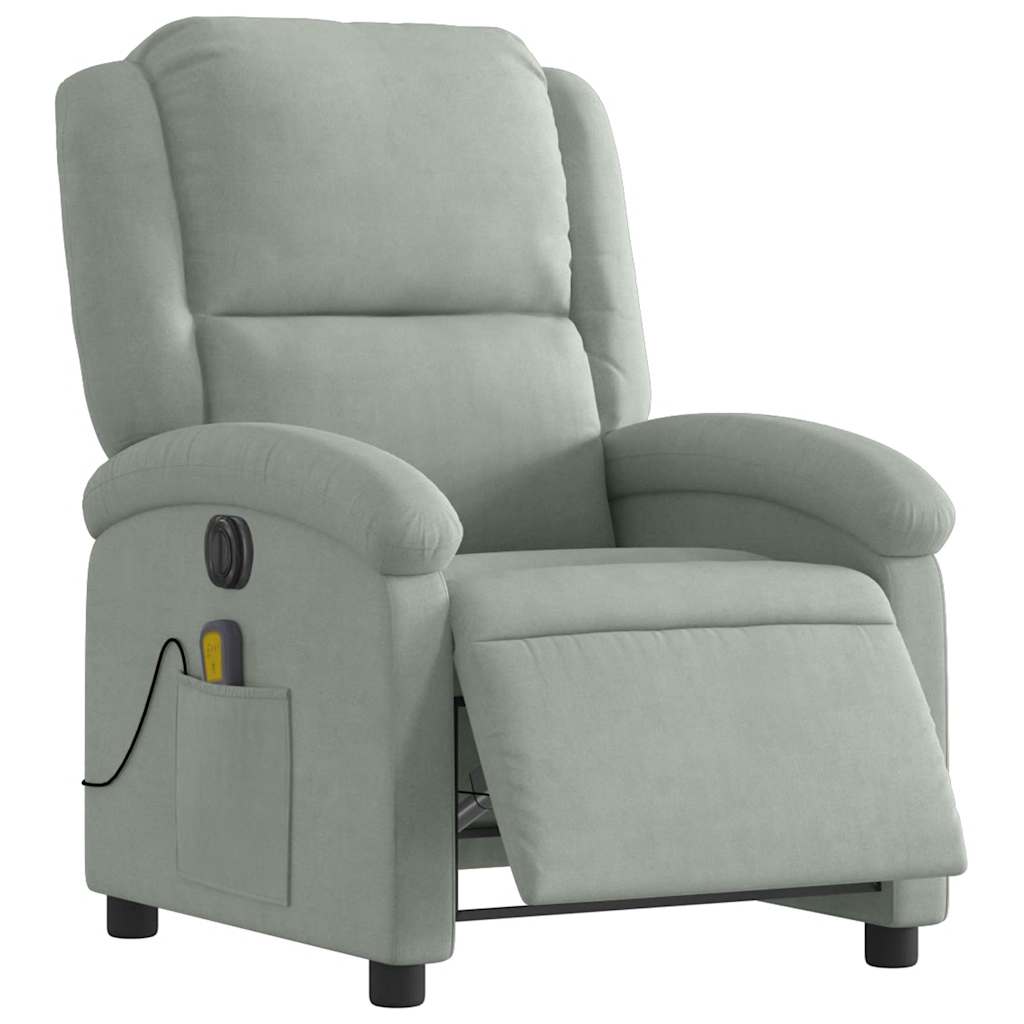 Fauteuil inclinable électrique de massage gris clair velours - XIOS
