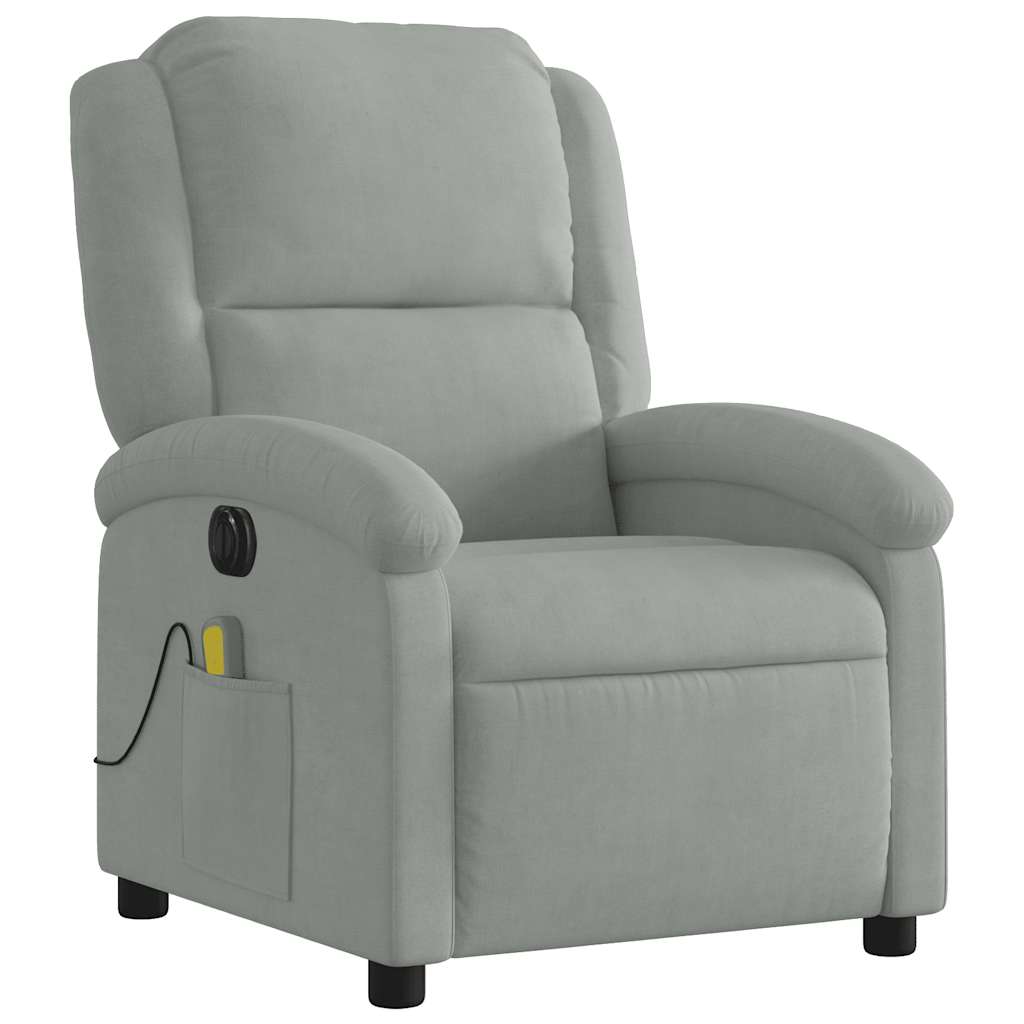 Fauteuil inclinable électrique de massage gris clair velours - XIOS