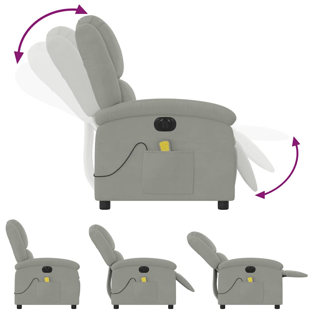 Fauteuil inclinable électrique de massage gris clair velours - XIOS
