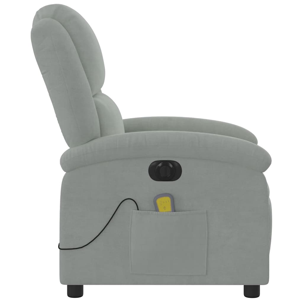 Fauteuil inclinable électrique de massage gris clair velours - XIOS