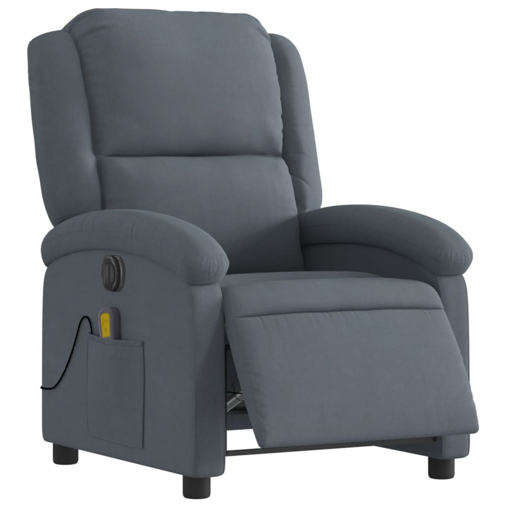 Fauteuil inclinable de massage électrique gris foncé velours - XIOS