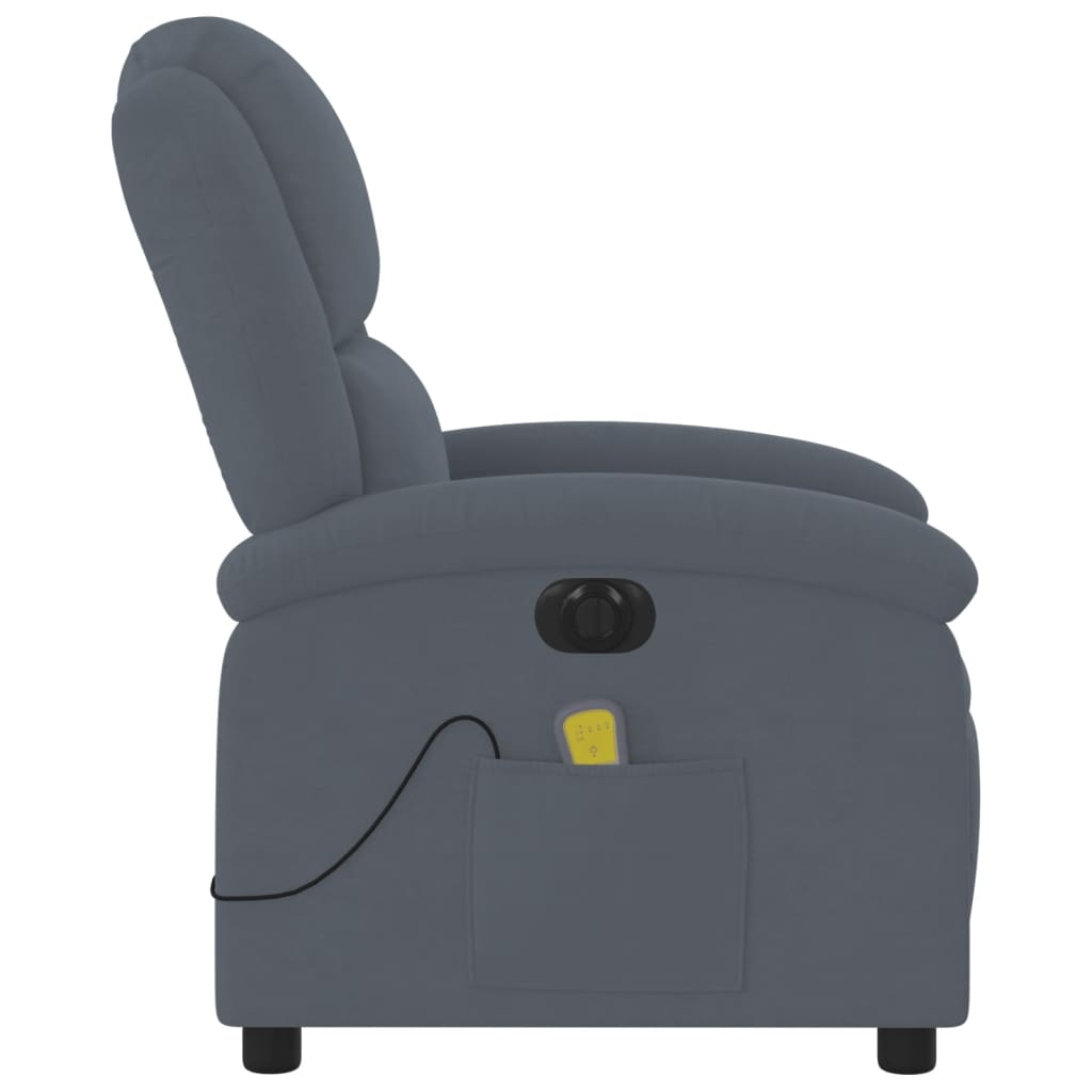 Fauteuil inclinable de massage électrique gris foncé velours - XIOS