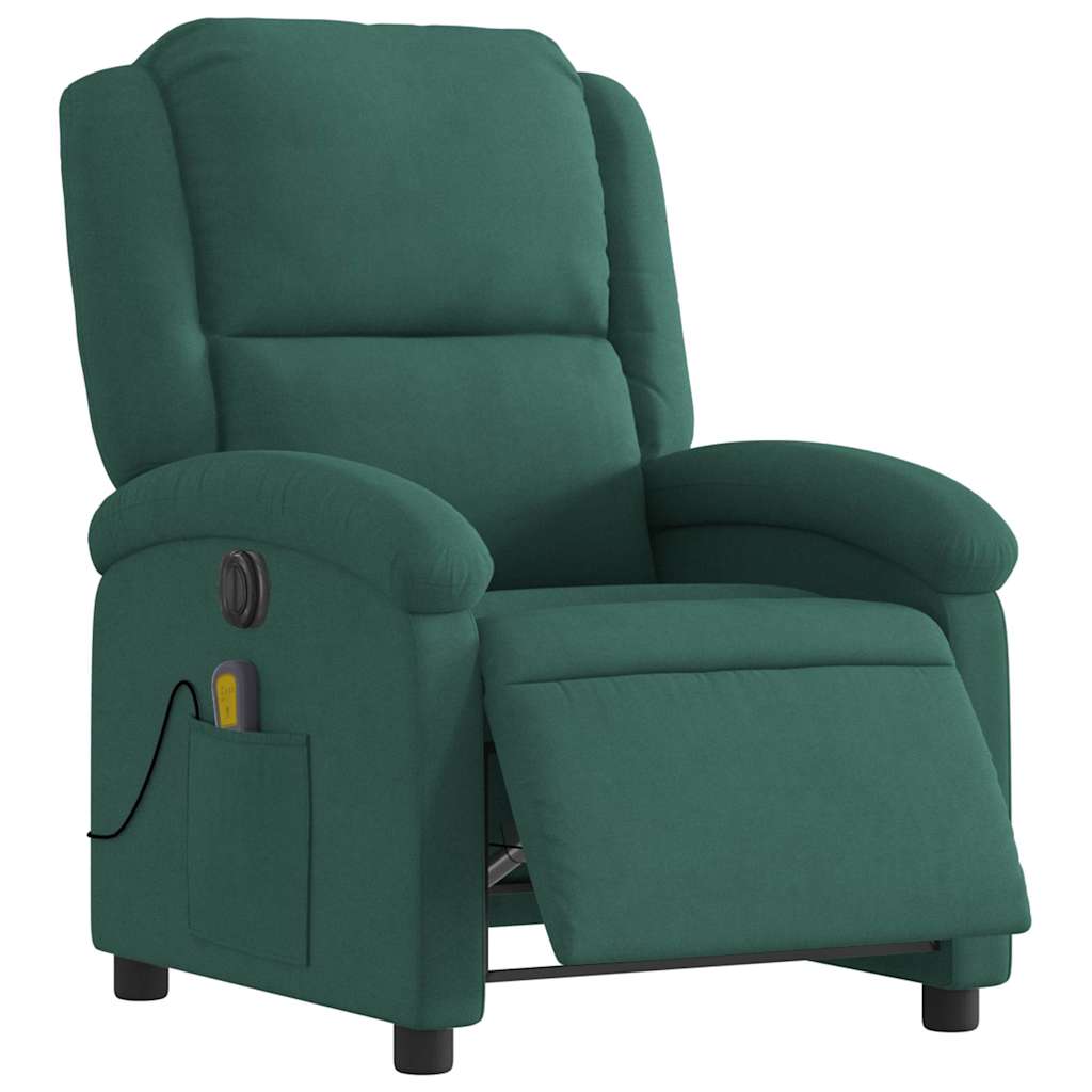 Fauteuil inclinable de massage électrique vert foncé velours - XIOS