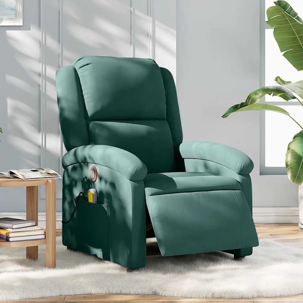 Fauteuil inclinable de massage électrique vert foncé velours - XIOS