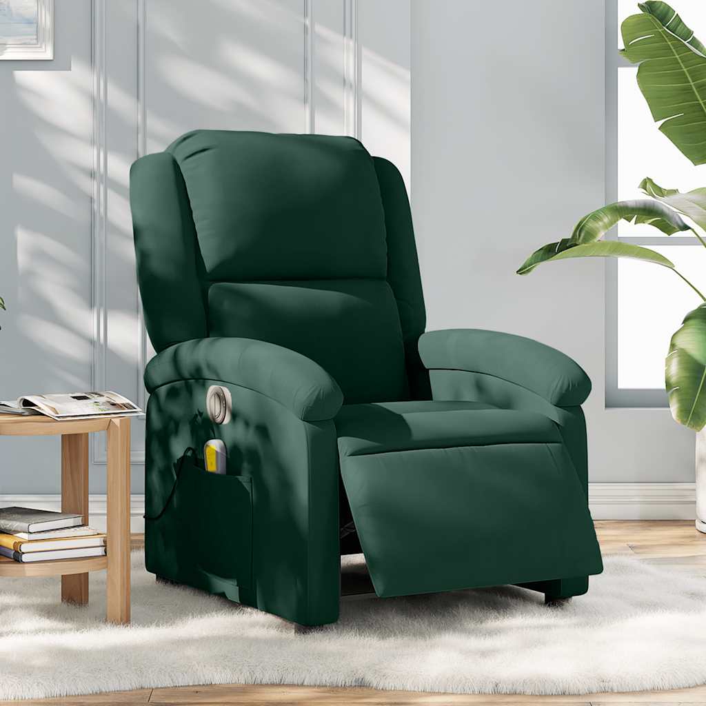 Fauteuil inclinable de massage électrique vert foncé velours - XIOS
