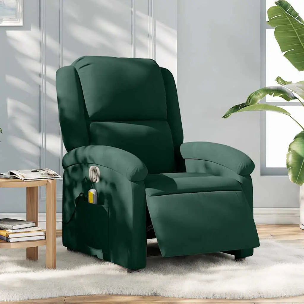 Fauteuil inclinable de massage électrique vert foncé velours - XIOS