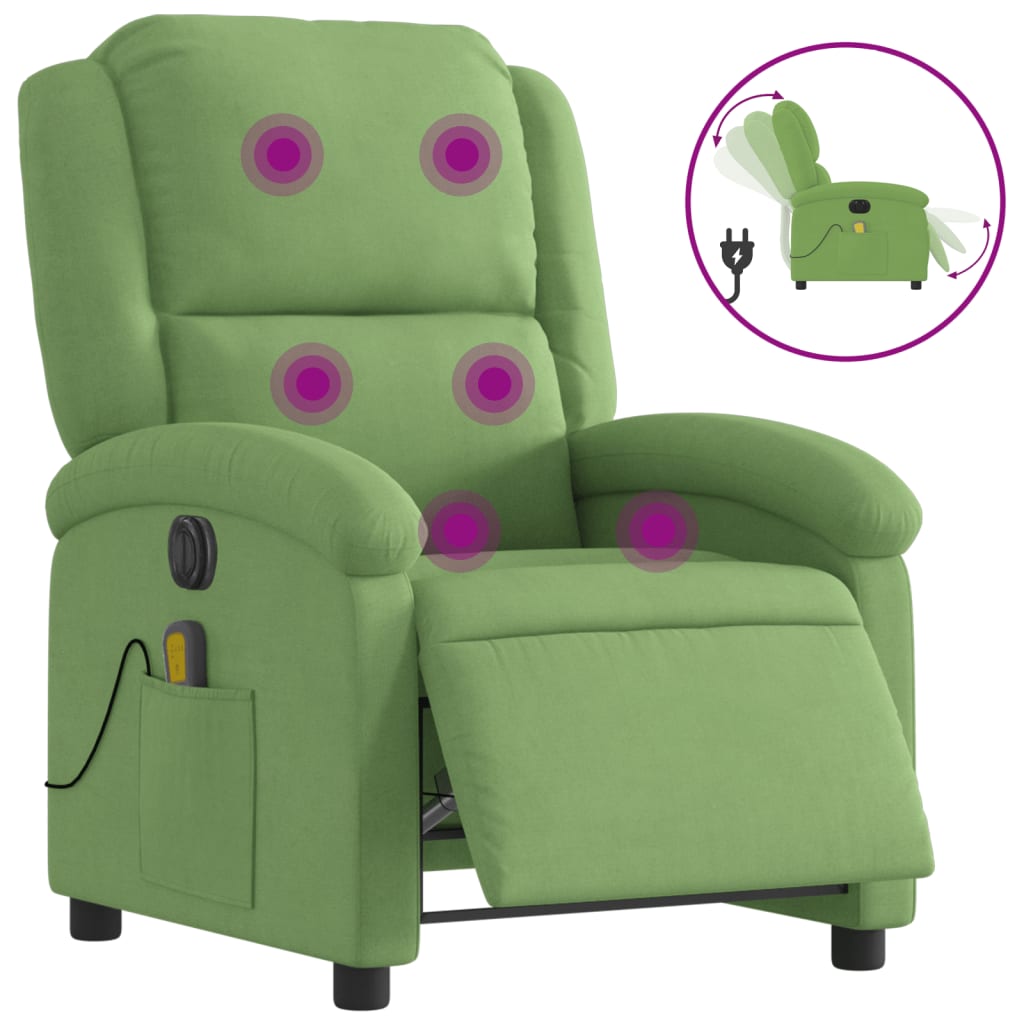 Fauteuil inclinable de massage électrique vert clair velours - XIOS