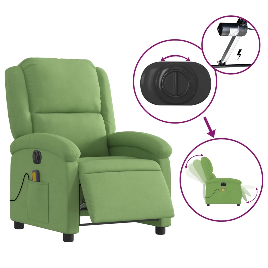 Fauteuil inclinable de massage électrique vert clair velours - XIOS