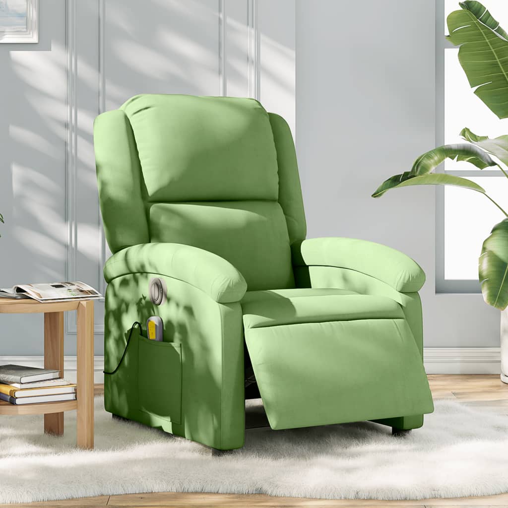 Fauteuil inclinable de massage électrique vert clair velours - XIOS