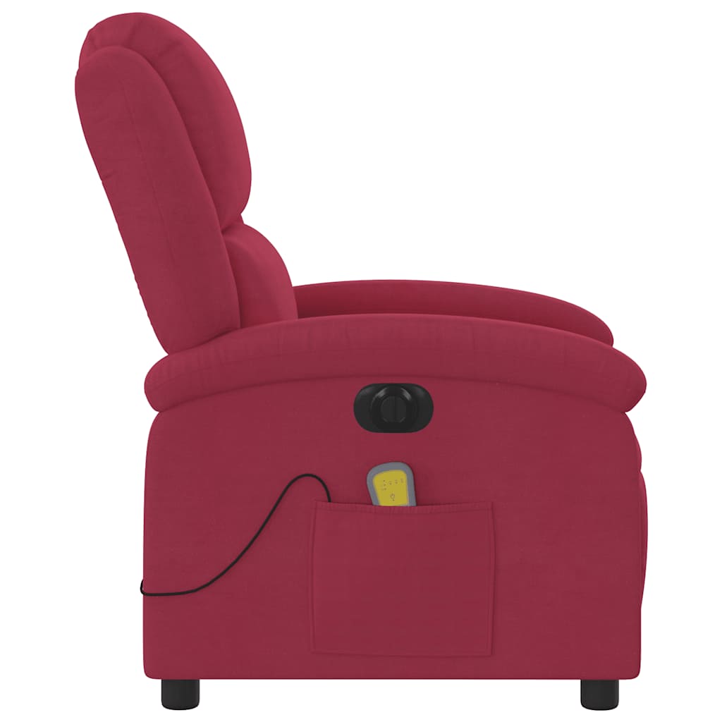 Fauteuil inclinable massage électrique rouge bordeaux velours - XIOS