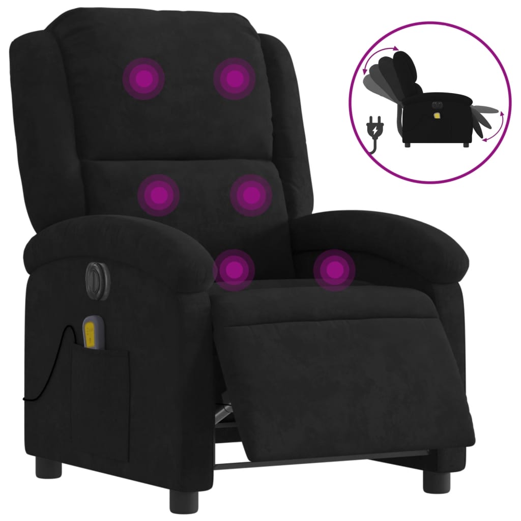 Fauteuil inclinable de massage électrique noir velours - XIOS